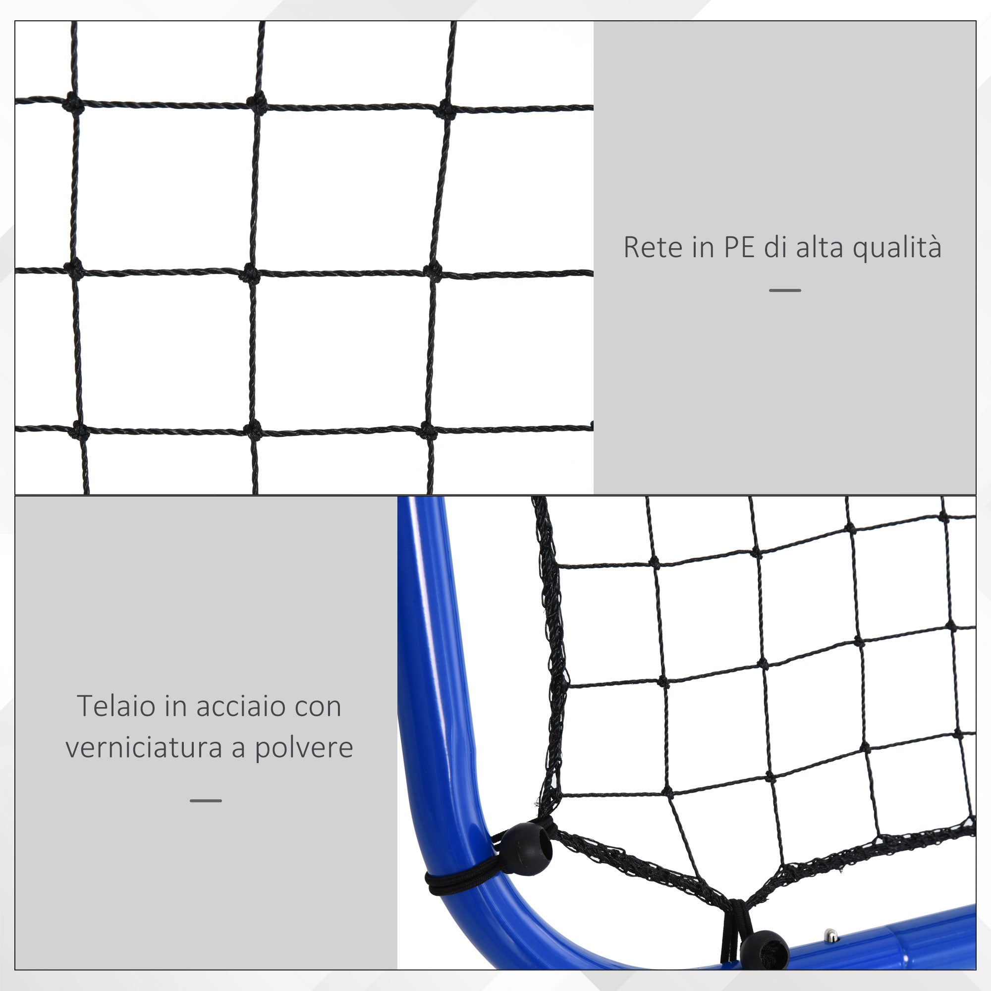Easycomfort Rete da Calcio Rebounder Pieghevole con Angolo Regolabile e Picchetti, 100x95x90 cm, Blu