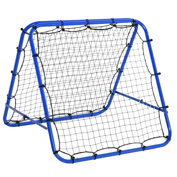 Easycomfort Rete da Calcio Rebounder Pieghevole con Angolo Regolabile e Picchetti, 100x95x90 cm, Blu