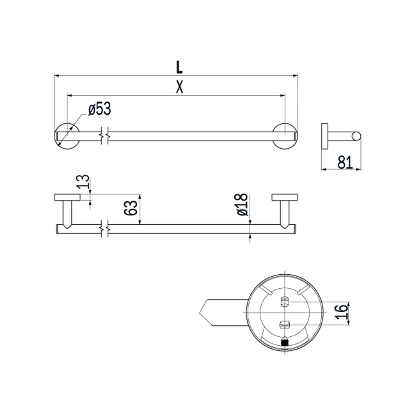 Inda - Porta asciugamani Styl in acciaio spazzolato L.35 cm