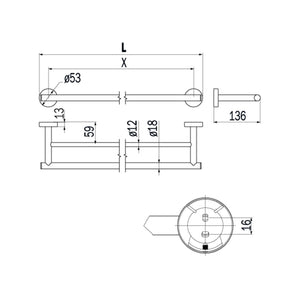 Inda - Porta asciugamani doppio Styl in acciaio lucido L.50 cm