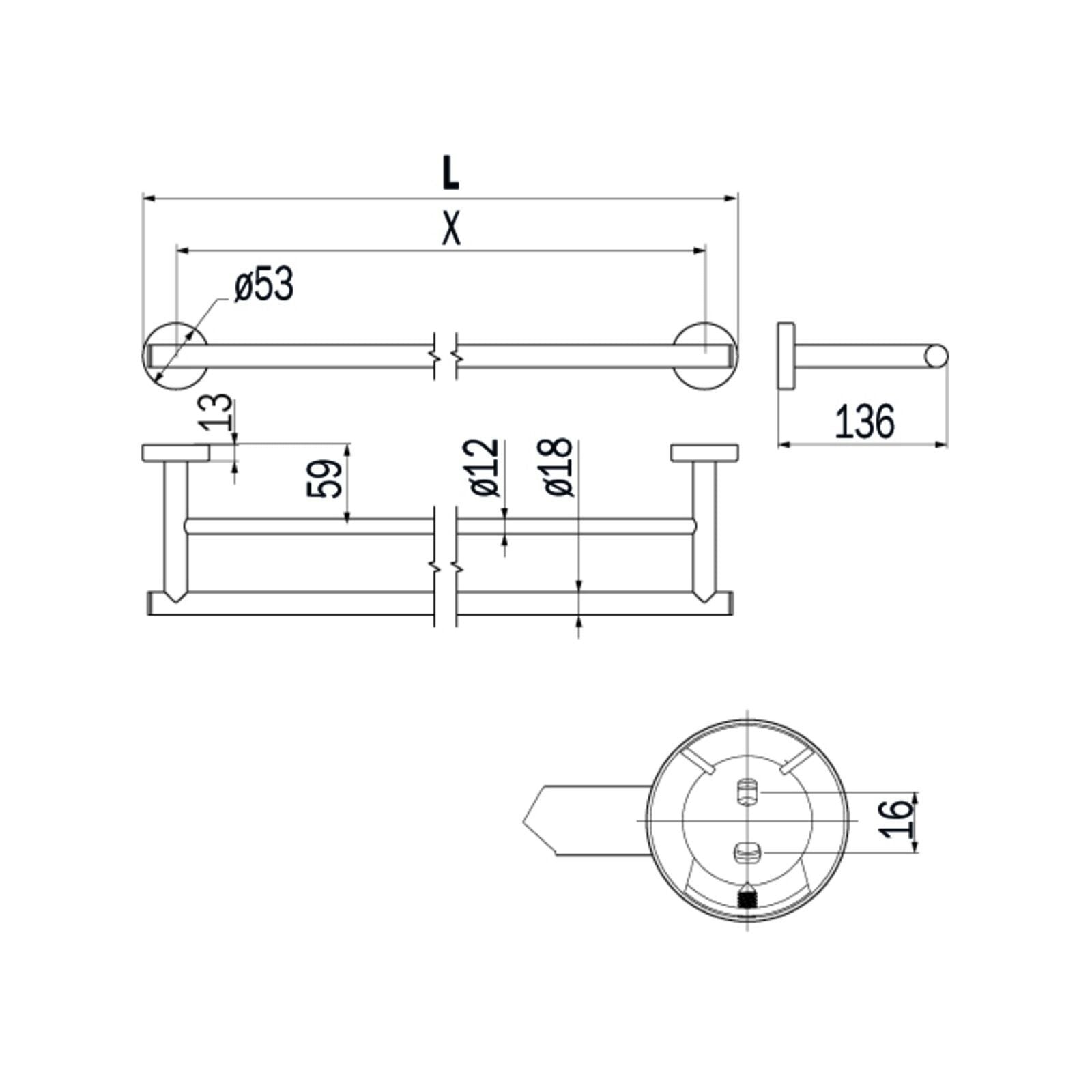 Inda - Porta asciugamani doppio Styl in acciaio lucido L.65 cm