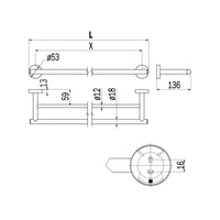 Inda - Porta asciugamani doppio Styl in acciaio spazzolato L.65 cm