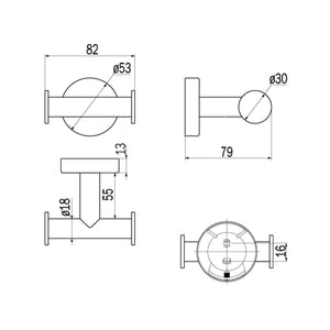 Inda - Appendiabiti doppio a parete Styl in acciaio lucido