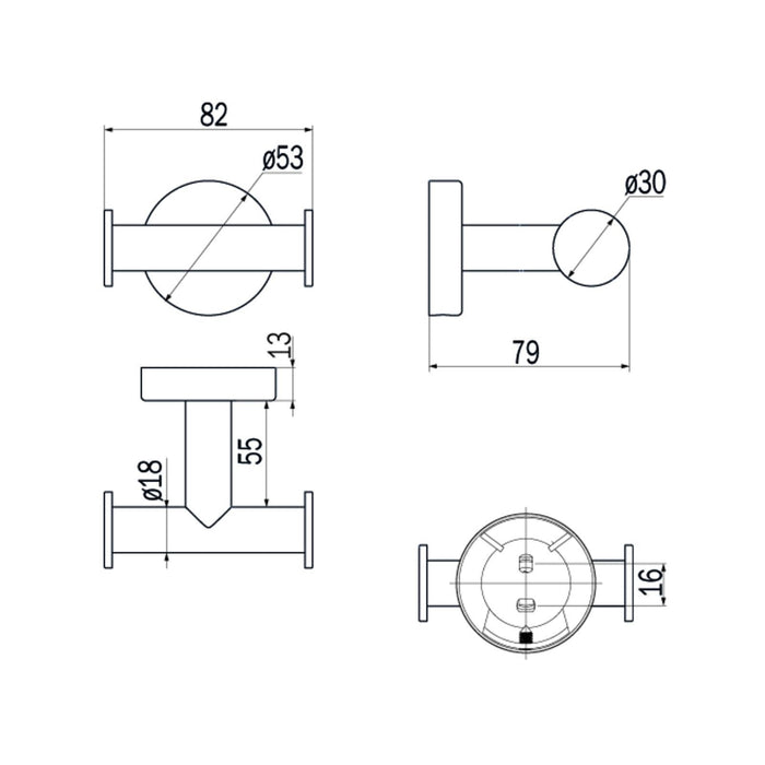 Inda - Appendiabiti doppio a parete Styl in acciaio lucido