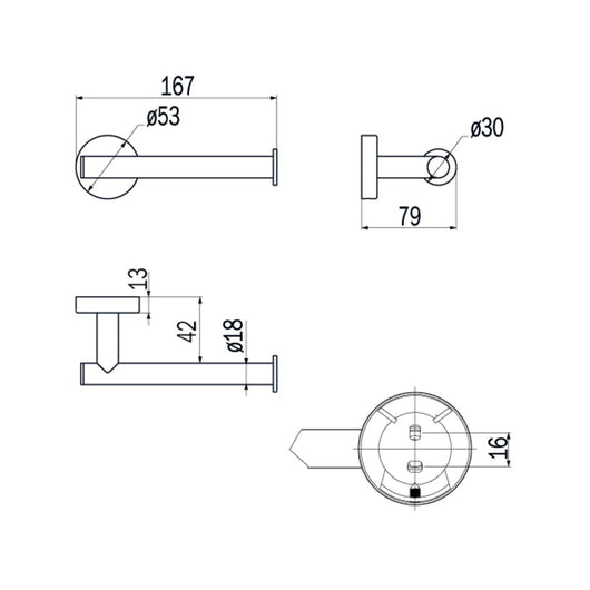 Inda - Portarotolo destro Styl in acciaio spazzolato