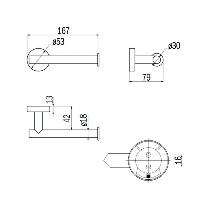 Inda - Portarotolo destro Styl in acciaio spazzolato