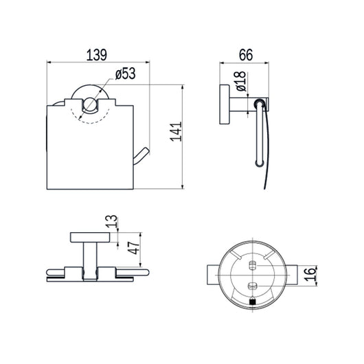Inda - Portarotolo con coperchio Styl in acciaio spazzolato