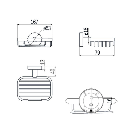 Inda - Cestino portaoggetti L.13 H.5 cm Styl in acciaio lucido