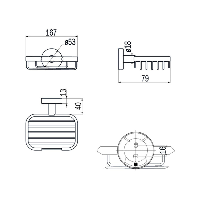 Inda - Cestino portaoggetti L.13 H.5 cm Styl in acciaio lucido