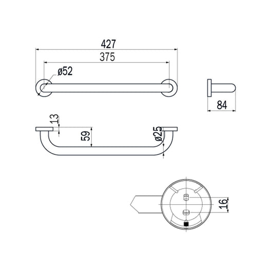 Inda - Maniglione di sicurezza Styl in acciaio lucido L.43 cm