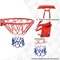 EasyComfort Canestro Basket da Muro in Ferro con Rete in Nylon per Esterno e Interno, Φ46cm