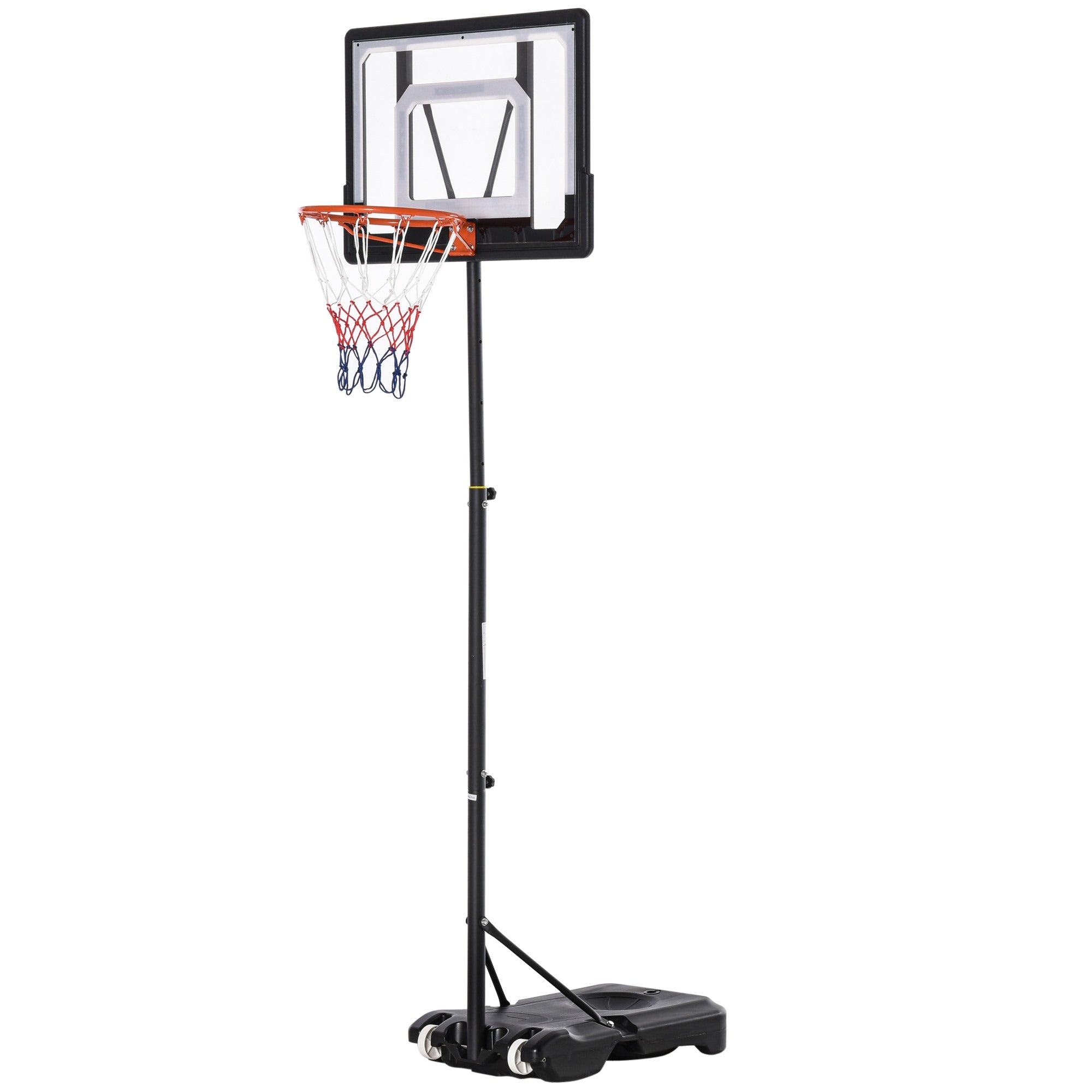 Easycomfort Canestro Basket Altezza Regolabile 160-210cm, Struttura in Acciaio e Base con Ruote, Tabellone in PE Trasparente