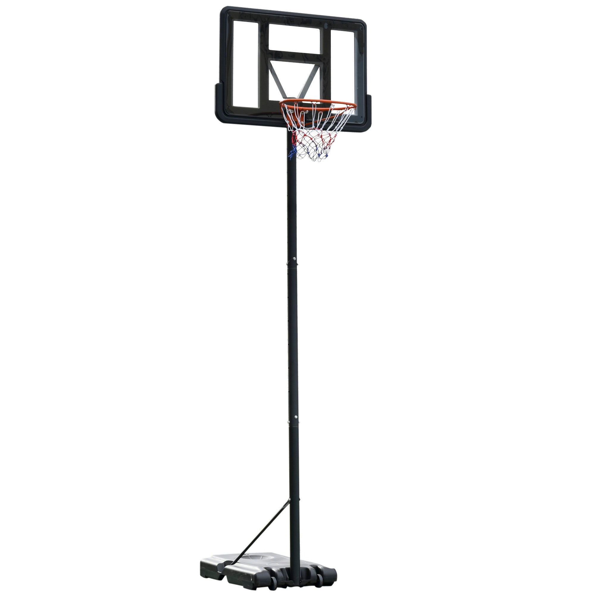 Easycomfort Canestro Basket Altezza Regolabile 160-305cm, Base con Ruote e Struttura in Acciaio, Tabellone in PVC Trasparente