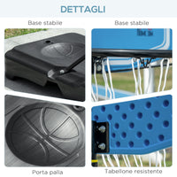 EasyComfort Canestro Basket con Altezza Regolabile 197.5-245cm, Base con Ruote e Tabellone, Blu