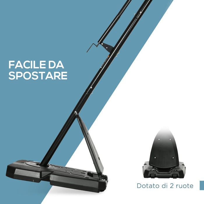 Easycomfort Canestro Basket in Acciaio, Regolabile in Altezza e portatile con Tabellone e Ruote, 107x70cm, Nero e rosso