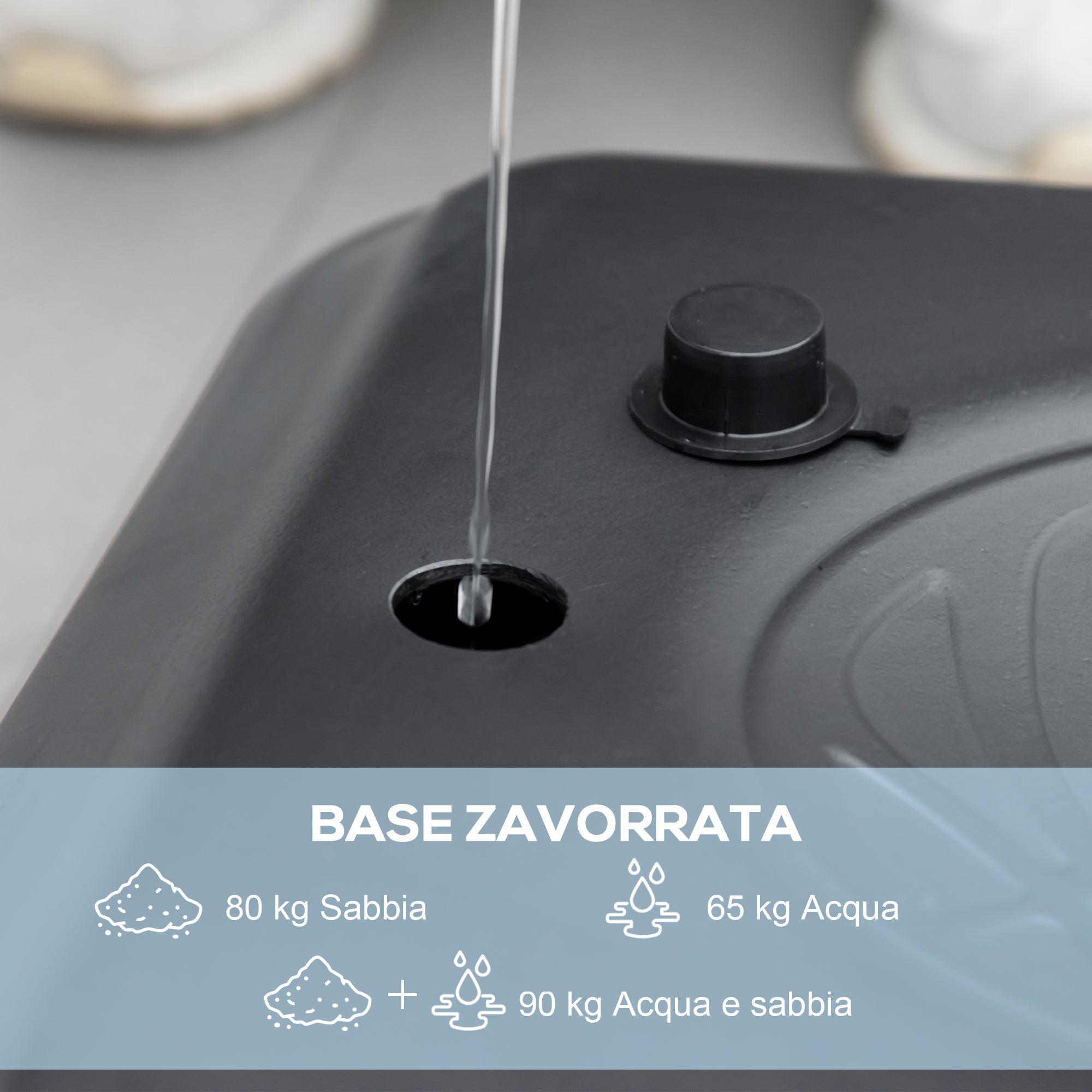 EasyComfort Canestro Basket ad Altezza Regolabile per Giardino e Piscina con Base Riempibile, 110x75x195-370 cm, Nero