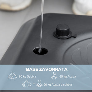 EasyComfort Canestro Basket ad Altezza Regolabile per Giardino e Piscina con Base Riempibile, 110x75x195-370 cm, Nero