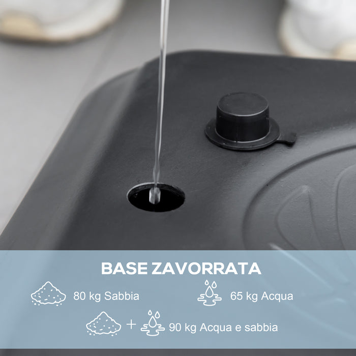 EasyComfort Canestro Basket ad Altezza Regolabile per Giardino e Piscina con Base Riempibile, 110x75x195-370 cm, Nero