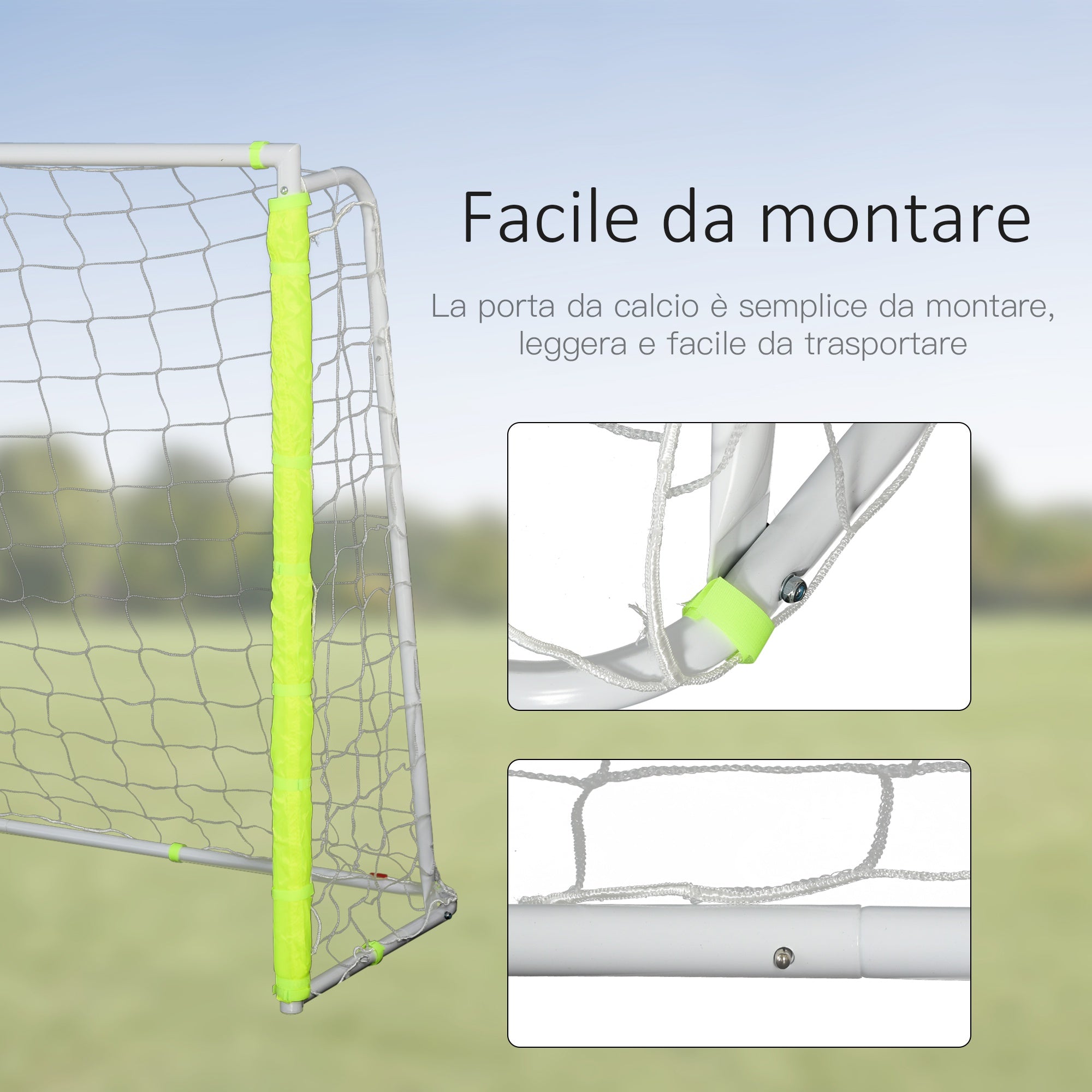 Easycomfort Porta da Calcio da Esterno in Metallo con Bersaglio e Pali in Tessuto Oxford, 186x62x123 cm, Gialla