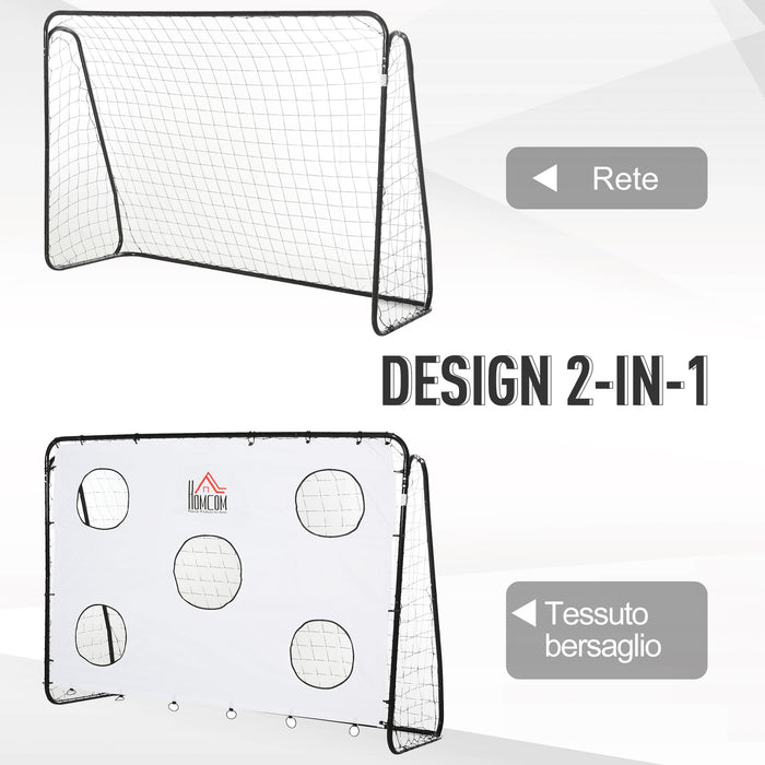 Easycomfort Porta da Calcio per Bambini e Adulti con Rete in PE, in Metallo e Oxford, Bianco e Nero, 240x88x171.5cm