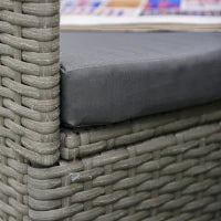 Set Giardino Esterno 3 Pezzi in Rattan PE e Acciaio, Set 2 Sedie con Cuscini Lavabili, Braccioli, Tavolino da Caffè con Piano in Vetro, Salotto da Giardino Balcone Patio Cortile, Grigio