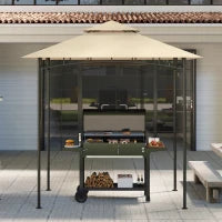 Copertura per Gazebo da Giardino per Barbecue 1.52x2.44 m a 2 Livelli in Poliestere 160gsm Beige