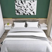 Set da 2 Comodini Sospesi per Camera da Letto con Cassetto e Mensola Superiore in Legno 35x32x22.5cm