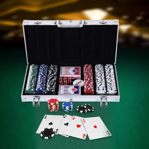 Easycomfort Valigetta Poker Professionale in Alluminio, Set Poker con 300 Fiches e 2 Mazzi per Texas hold'em e Blackjack