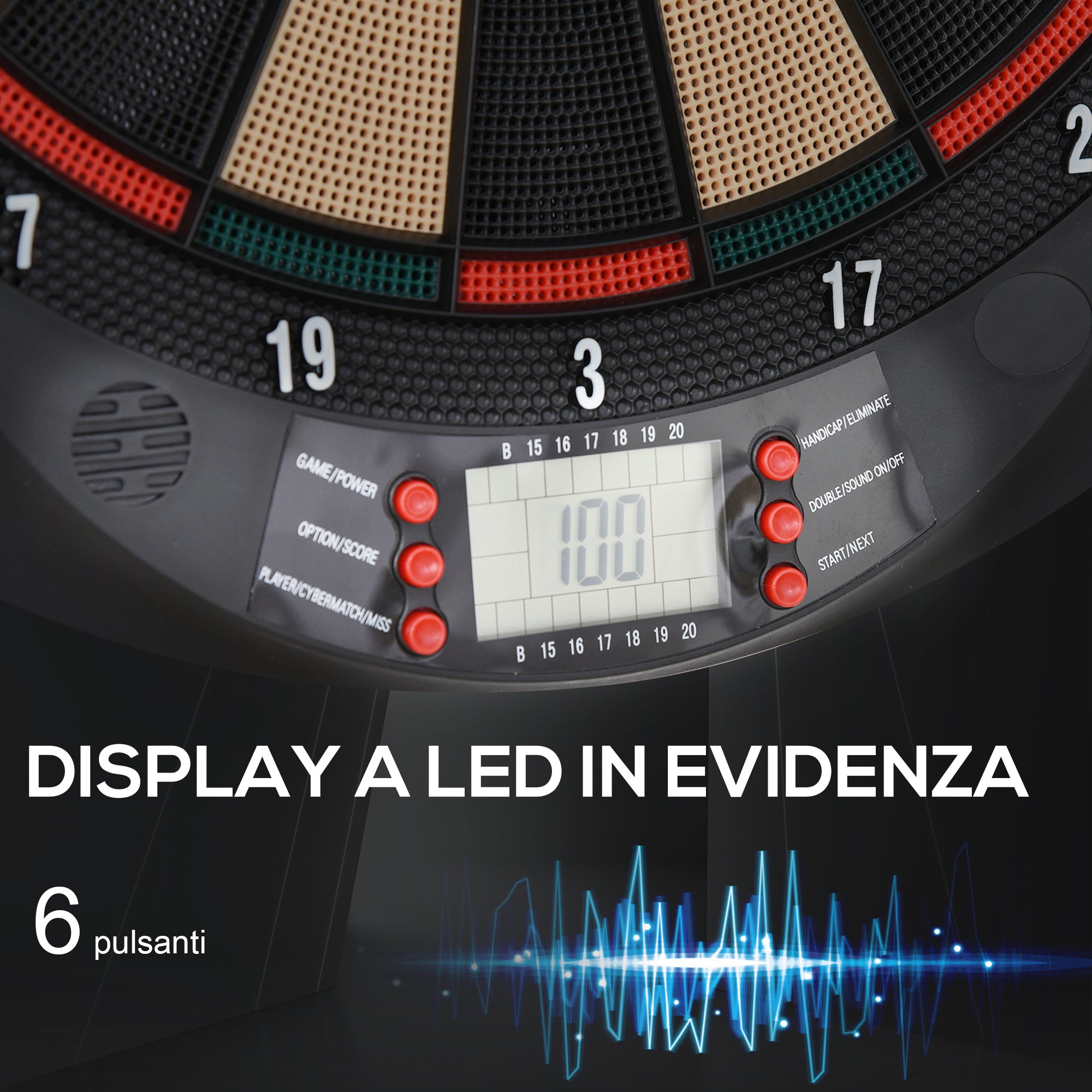 Easycomfort Bersaglio a freccette elettronico in PP con 6 Freccette e Tabellone segna Punti, 44x39.5x 2.2cm, Nero