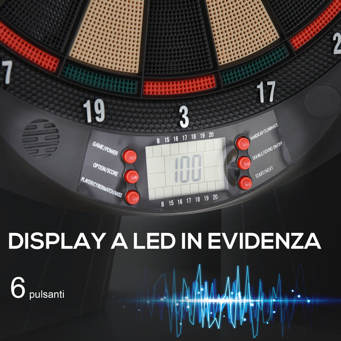 Easycomfort Bersaglio a freccette elettronico in PP con 6 Freccette e Tabellone segna Punti, 44x39.5x 2.2cm, Nero