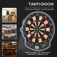 Easycomfort Bersaglio a freccette elettronico in PP con 6 Freccette e Tabellone segna Punti, 44x39.5x 2.2cm, Nero