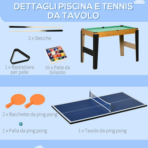 EASYCOMFORT Tavolo Multigioco 4 in 1 con Calcio Balilla, Biliardo, Ping Pong e Hockey da Tavolo, 107x61x84.5cm
