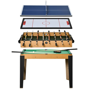 EASYCOMFORT Tavolo Multigioco 4 in 1 con Calcio Balilla, Biliardo, Ping Pong e Hockey da Tavolo, 107x61x84.5cm