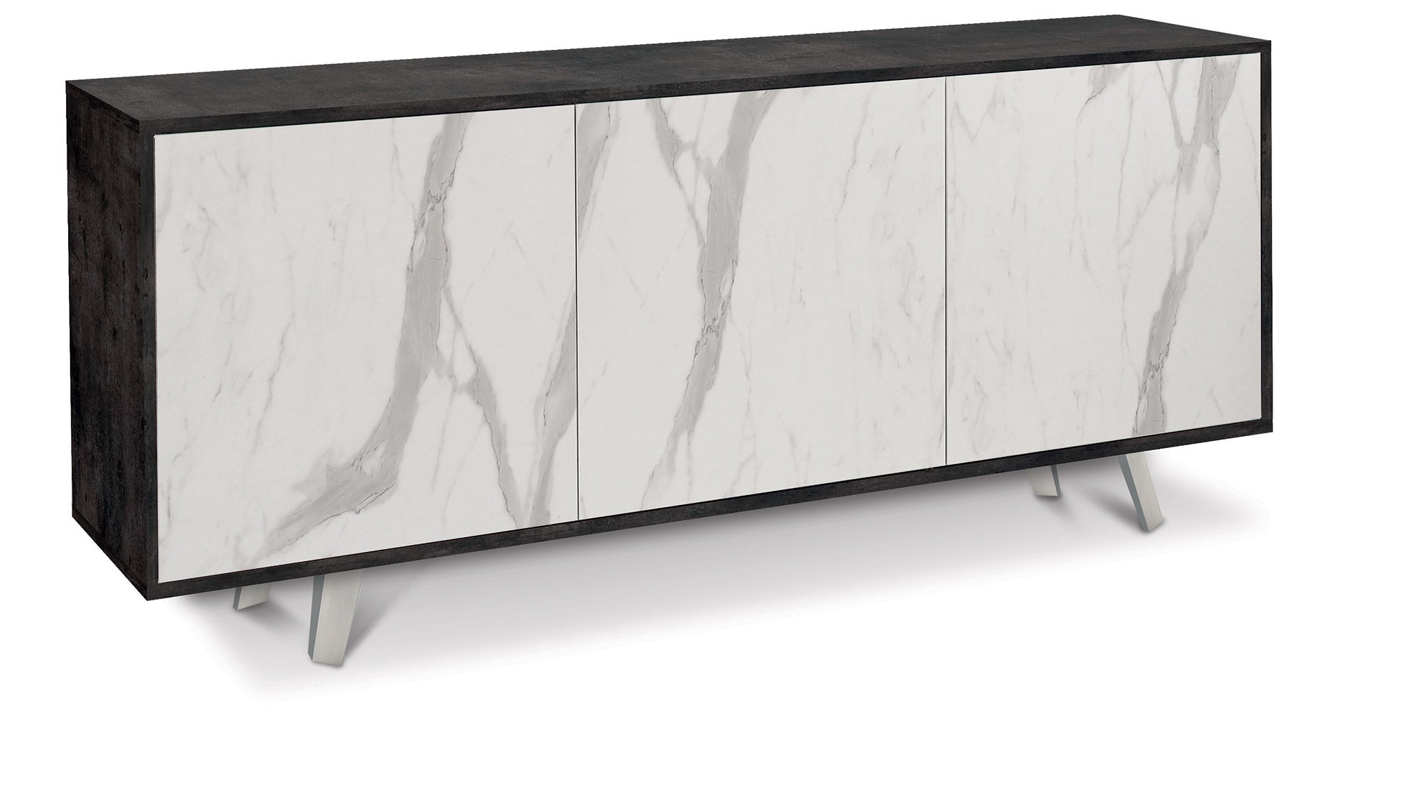 Mobile 3 Ante 177x74x41 cm Ossido Nero/Marmo Calacatta