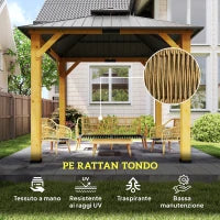 Set da Giardino 4 Pezzi con Divano 3 Posti, 2 Poltrone e Tavolino Basso in Rattan PE e Acciaio Multicolore