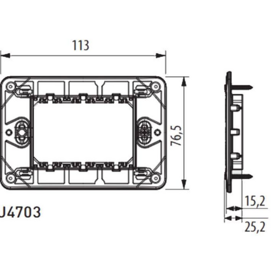 Bticino matixgo supporto per placche diverse modulazioni fissaggio con viti *** numero posti 3 moduli, confezione 1