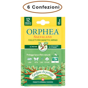 Orphea salvalana foglietti per cassetti e armadi profumo legno di cedro 6 confezioni da 12 foglietti