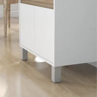 Mobile da cucina per forno a microonde con armadio cassetto mensola superiore 60 x 40 x 131 cm naturale e bianco