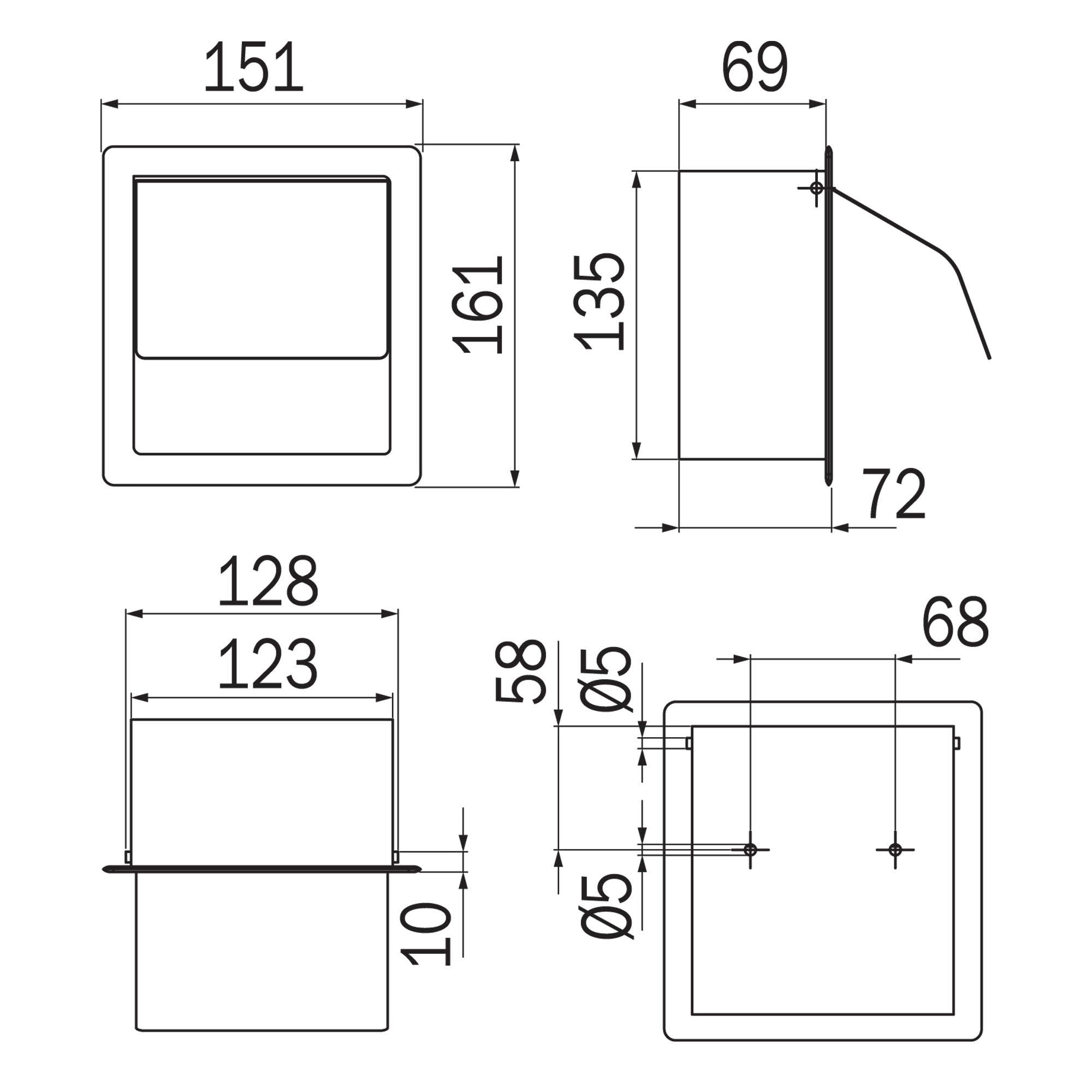 Inda - Portarotolo carta igienica da incasso con coperchio in acciaio