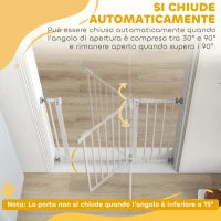Cancelletto per Cani Estensibile con Montaggio a Pressione e Chiusura Automatica Altezza 76.2cm, Bianco