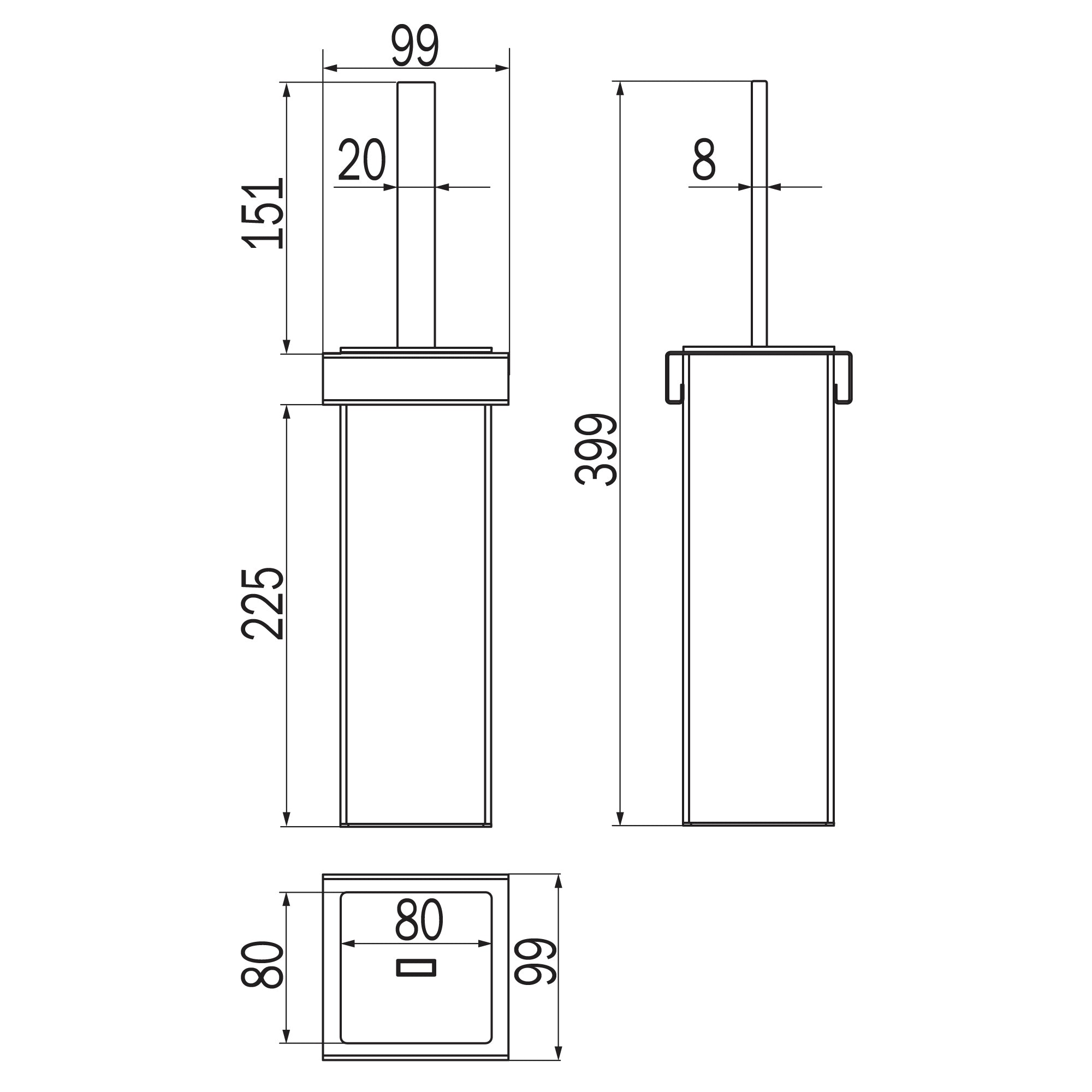 Inda - Modulo scopino bagno Indissima in acciaio spazzolato