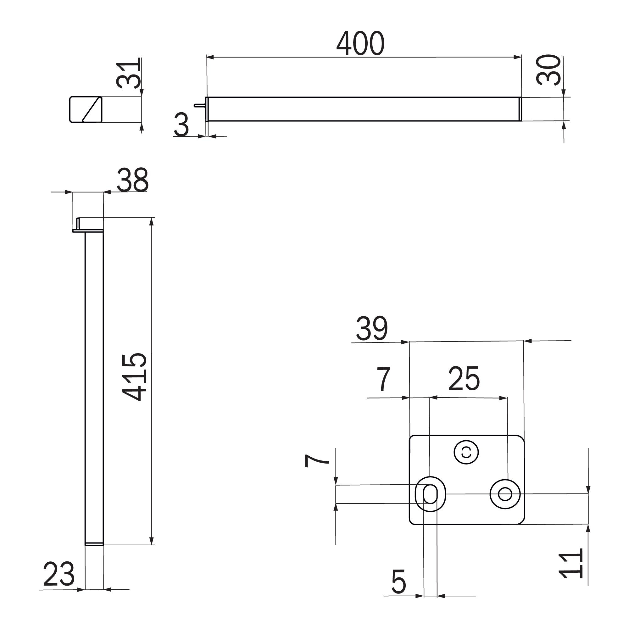 Inda - Porta asciugamani fisso SX L.40 Indissima cromo lucido