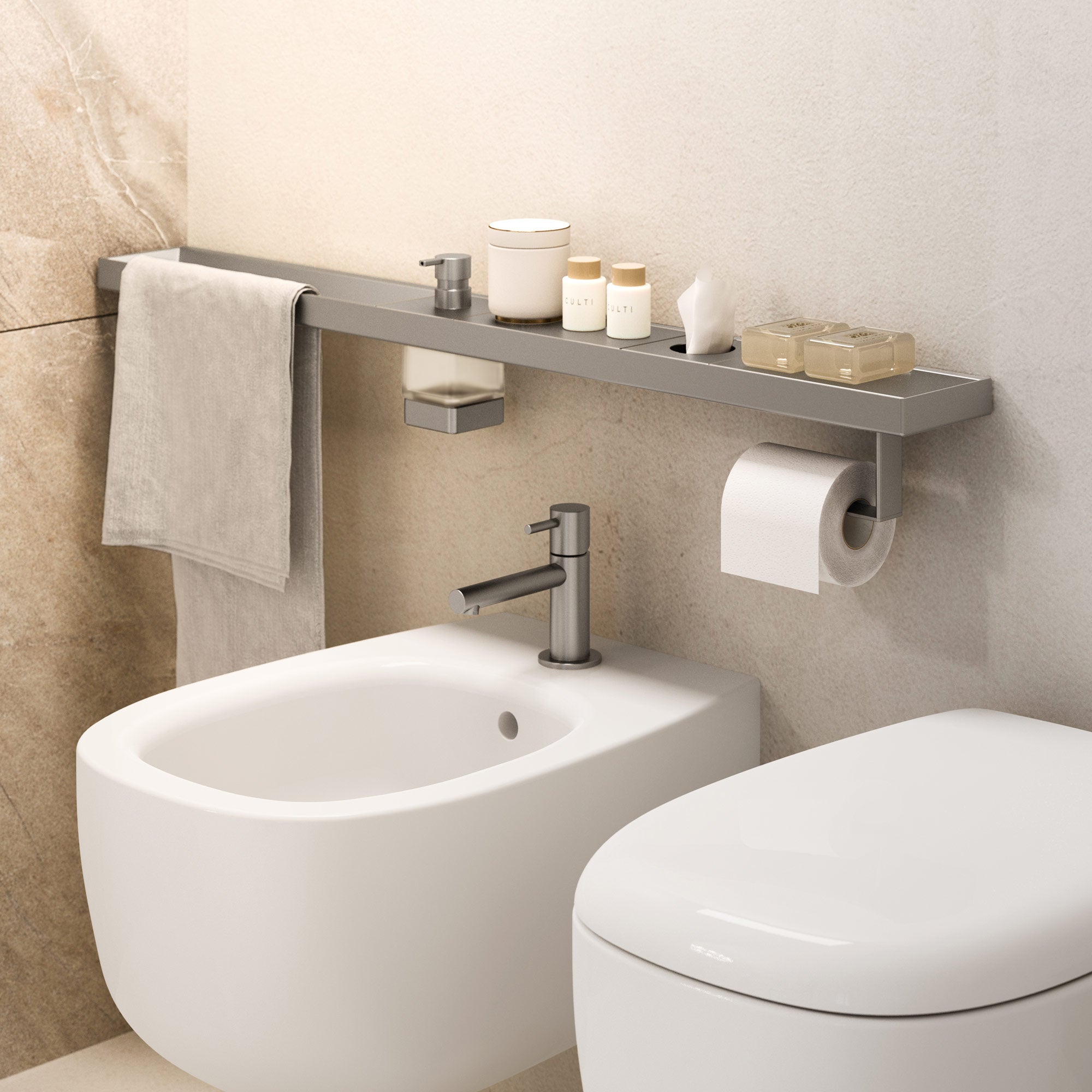 Inda - Barra multifunzione Indissima L.80 cm in acciaio spazzolato