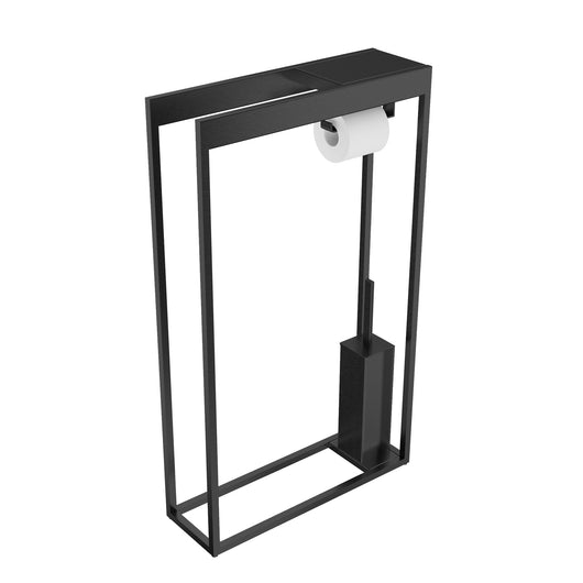 Inda - Piantana con portarotolo e portascopino Indissima in acciaio nero