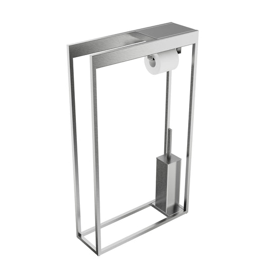 Inda - Piantana con portarotolo/portascopino Indissima in acciaio spazzolato