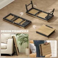 Supporto Monitor Inclinabile e Regolabile con Cassetto Laterale, in Legno, 83.5x33x23.5-34 cm, Rovere e Nero