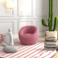 Poltroncina Mini Moderna in Peluche con Imbottitura Spessa, 60x56x48cm, Rosa