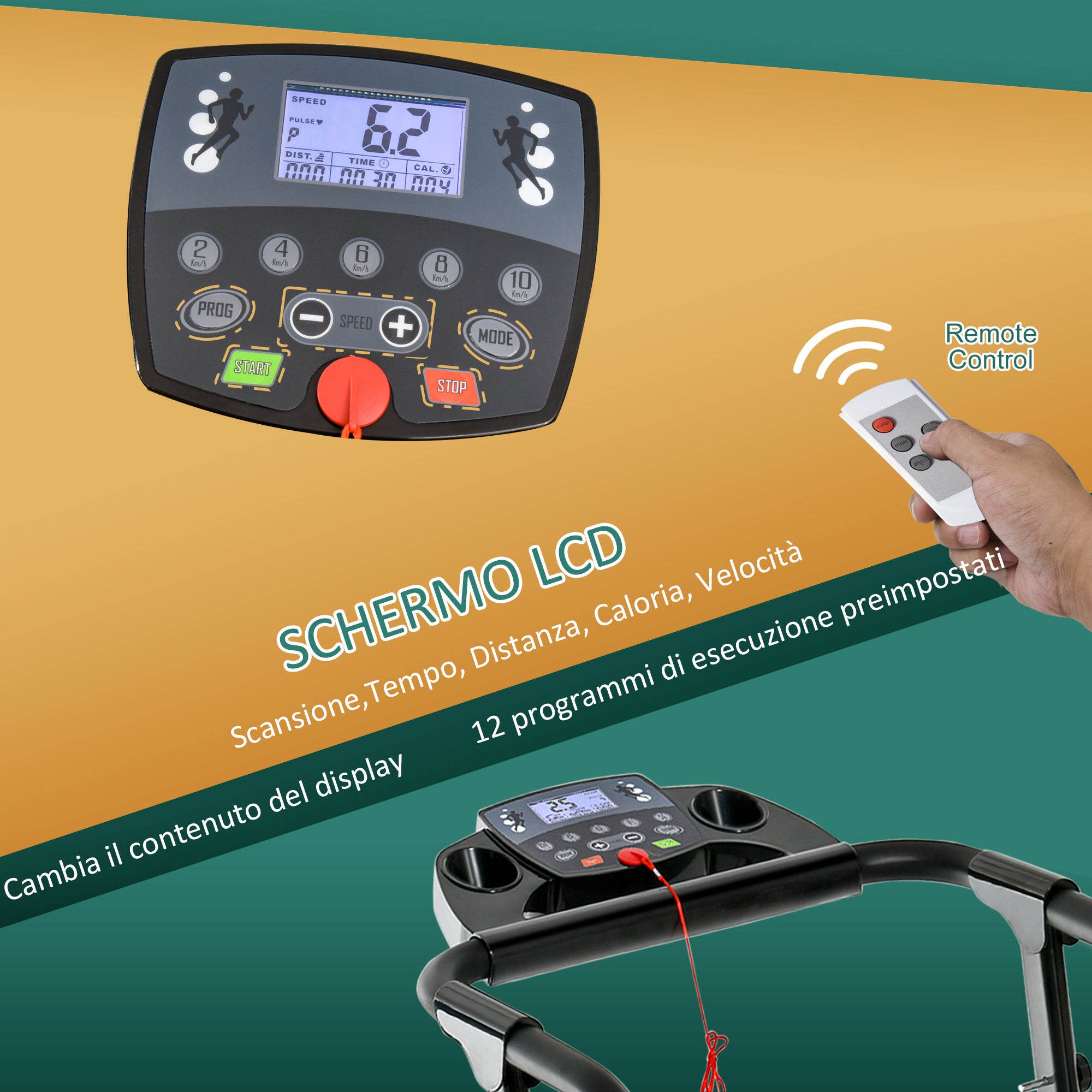 Easycomfort Tapis Roulant Elettrico Pieghevole Salvaspazio, Tapis Roulant Professionale con Display LCD, Velocità 0.8-10km/h e 12 Programmi, Potenza 500W, per Casa e Ufficio, Nero