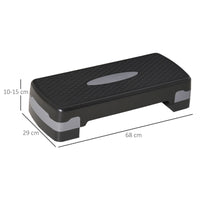 Easycomfort Step Fitness per Allenamento a Casa e Palestra, in PP con Altezza Regolabile 10cm e 15cm, 68x29cm Nero e Grigio