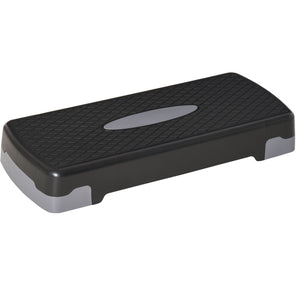 Easycomfort Step Fitness per Allenamento a Casa e Palestra, in PP con Altezza Regolabile 10cm e 15cm, 68x29cm Nero e Grigio